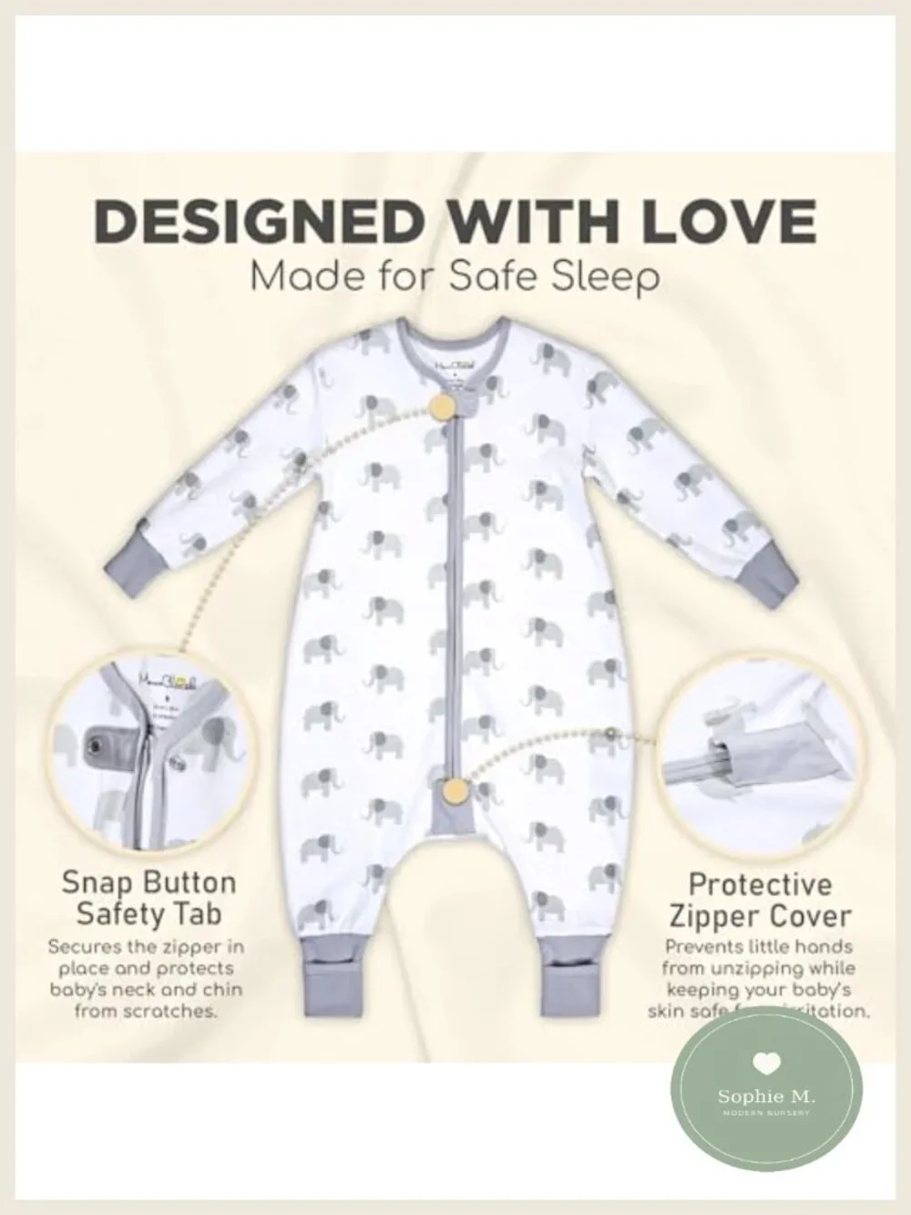 Organic Cotton Toddler Sleep Sack with Feet, Long Sleeve 1.0 TOG Wearable